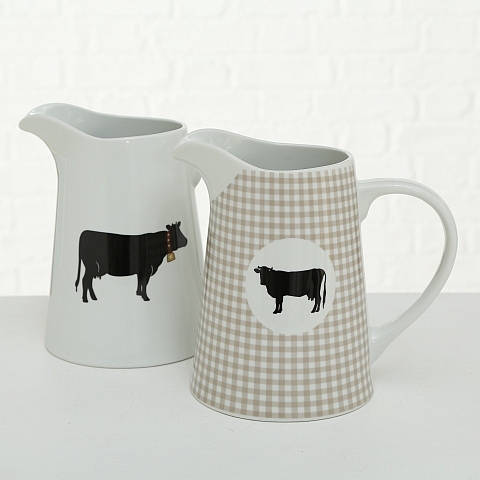 Pitcher Alma, 2 ass., Decoration, H 20 cm, Ceramics, Colour mix porce