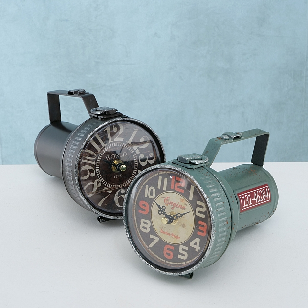 Table clock Taschenlampe, 2 ass., H 11 cm, Metal, Colour mix 1xAA - Afbeelding 3