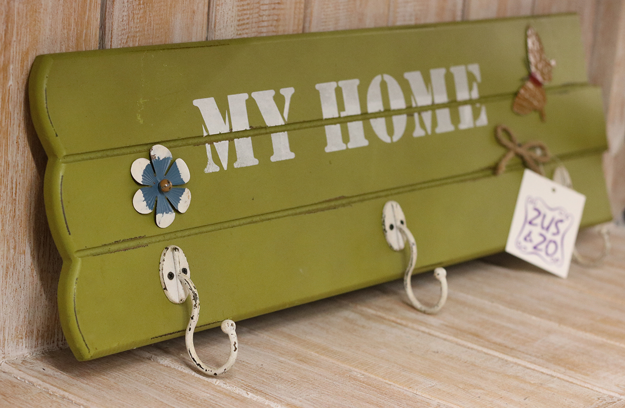 Kapstok 'my home' groen of beige - Afbeelding 4