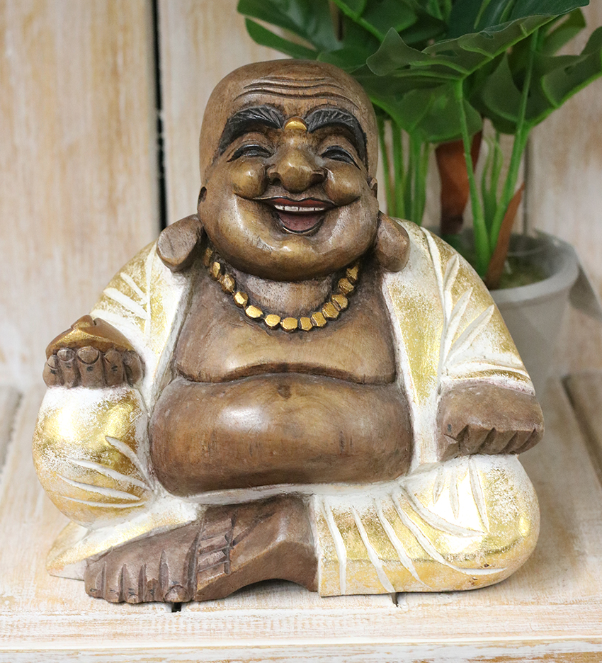 Dikbuik buddha- Wit/Goud