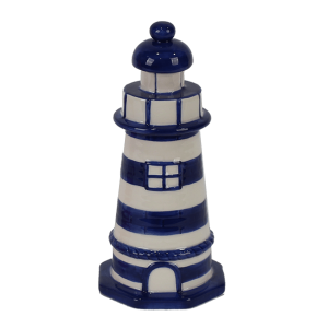 Vuurtoren Blauw wit als spaarpot