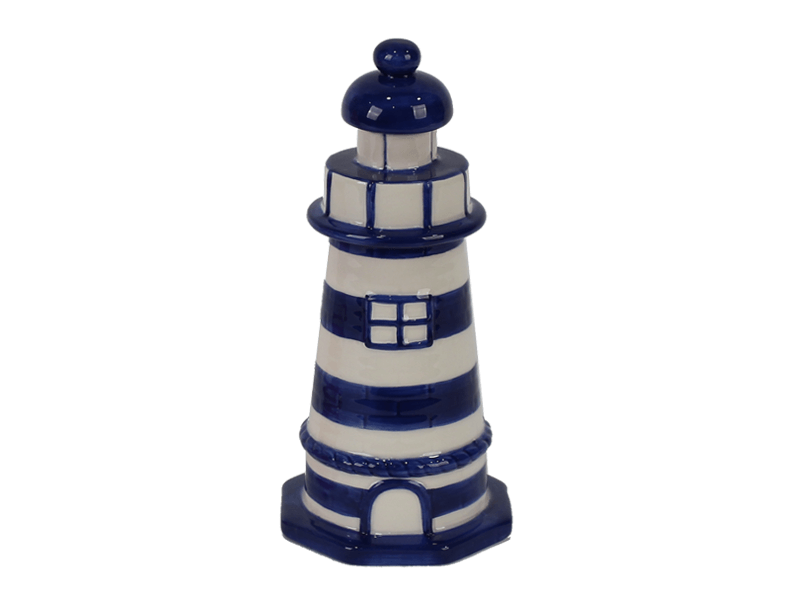 Vuurtoren Blauw wit als spaarpot