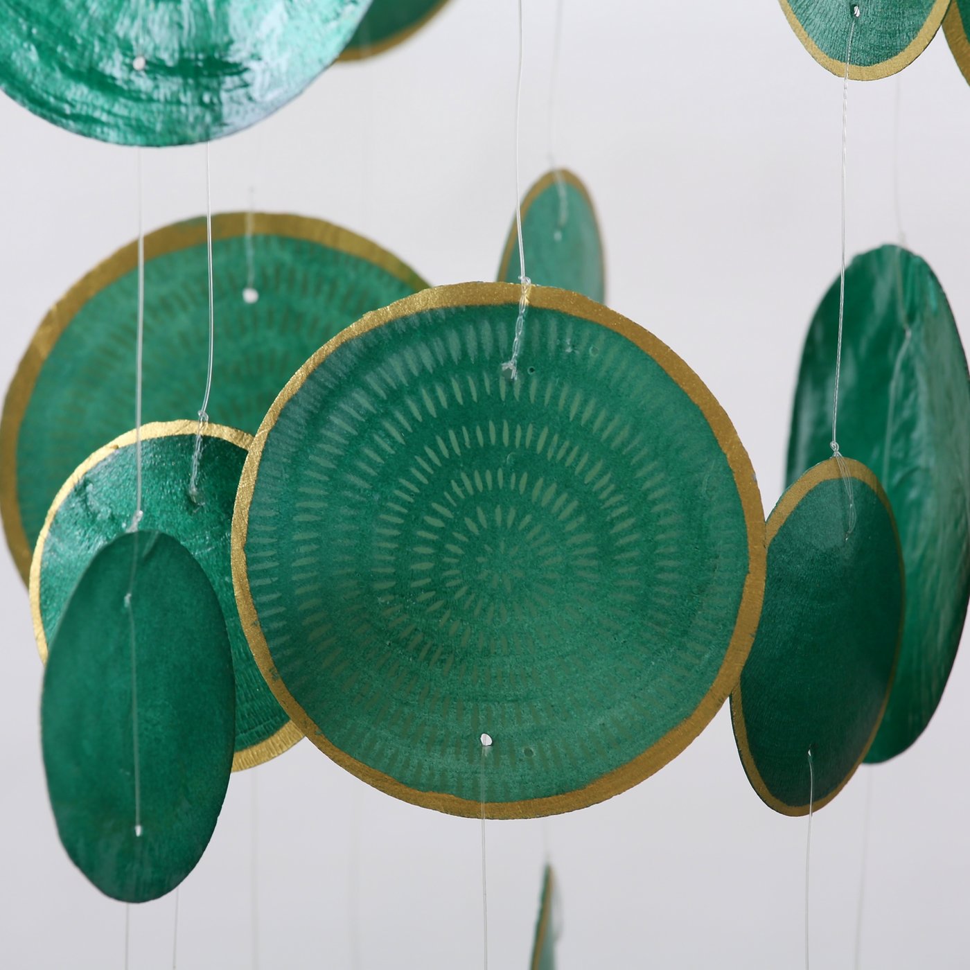 Capiz windgong Achat, 2 ass., Donkergroen, Lichtgroen - Afbeelding 3