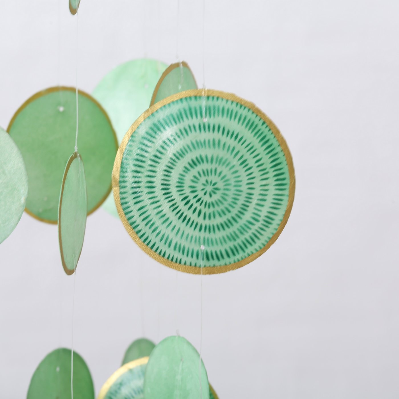 Capiz windgong Achat, 2 ass., Donkergroen, Lichtgroen - Afbeelding 4