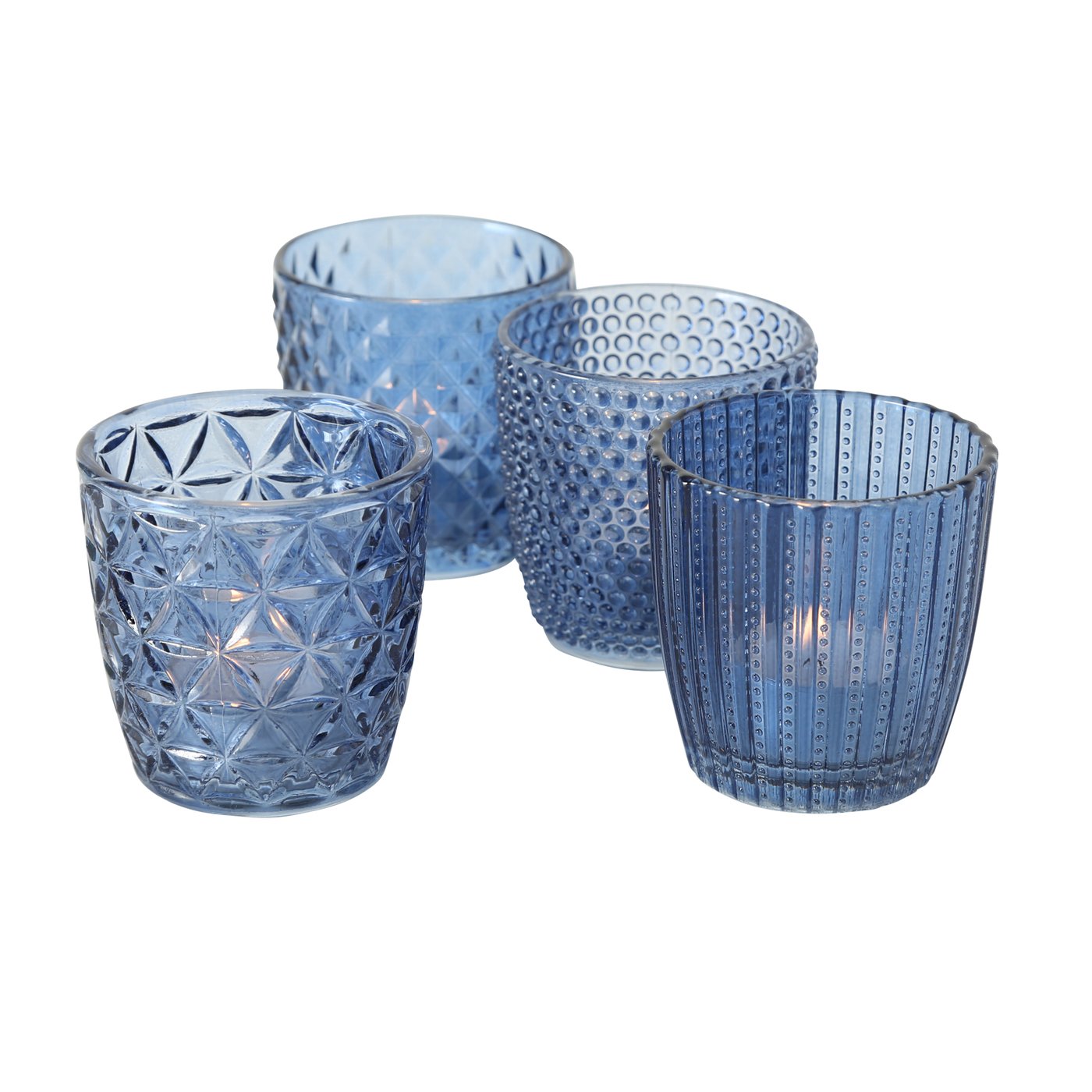 Windlicht set Marilu, 4 p., Rond, H 7,50 cm, Glas - Afbeelding 2
