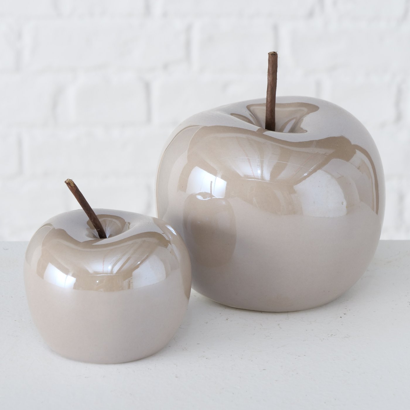 Decoratief object Perly, Appel, H 8,80 cm, Licthbruin - Afbeelding 2