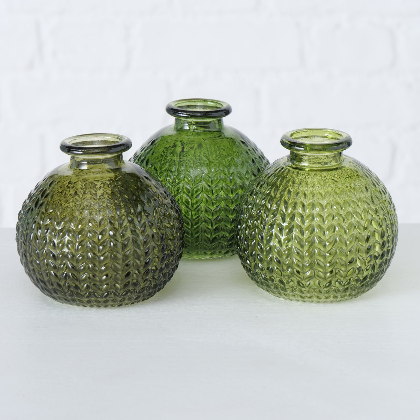 Vaasje Konya, 3 ass., H 8,00 cm, Glas, Groen - Afbeelding 5