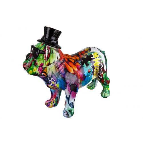 Beeld Mopshond Poly Street Art met hoed en bril-klein - Afbeelding 2