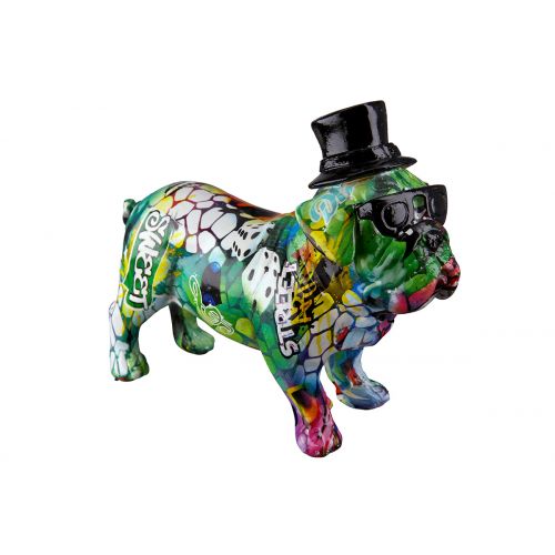 Beeld Mopshond Poly Street Art met hoed en bril-klein - Afbeelding 3