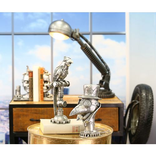 Beeld Kraai zilver Steampunk