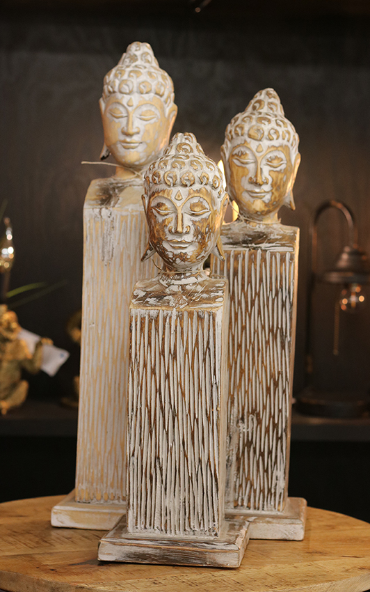 Buddha op sokkel-bruin maat M - Afbeelding 2