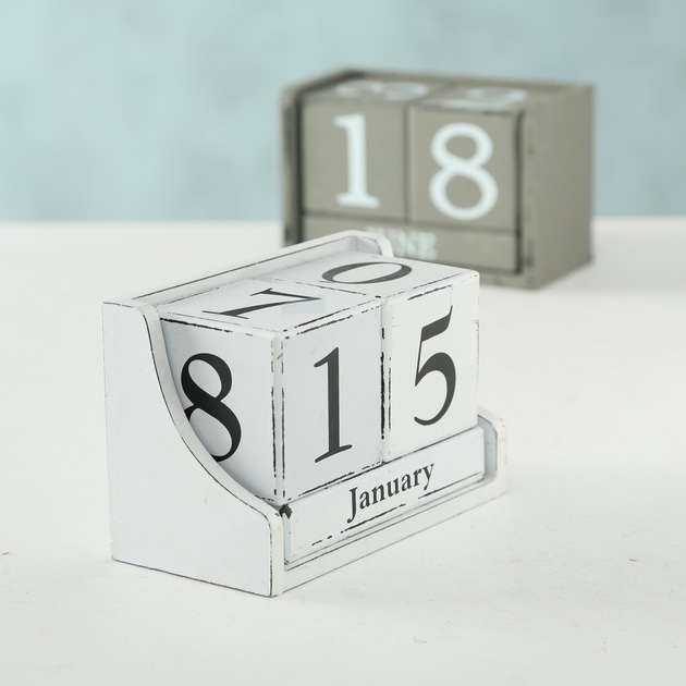 Calendar blok 17x11x9cm MDF 8 WIT - Afbeelding 3