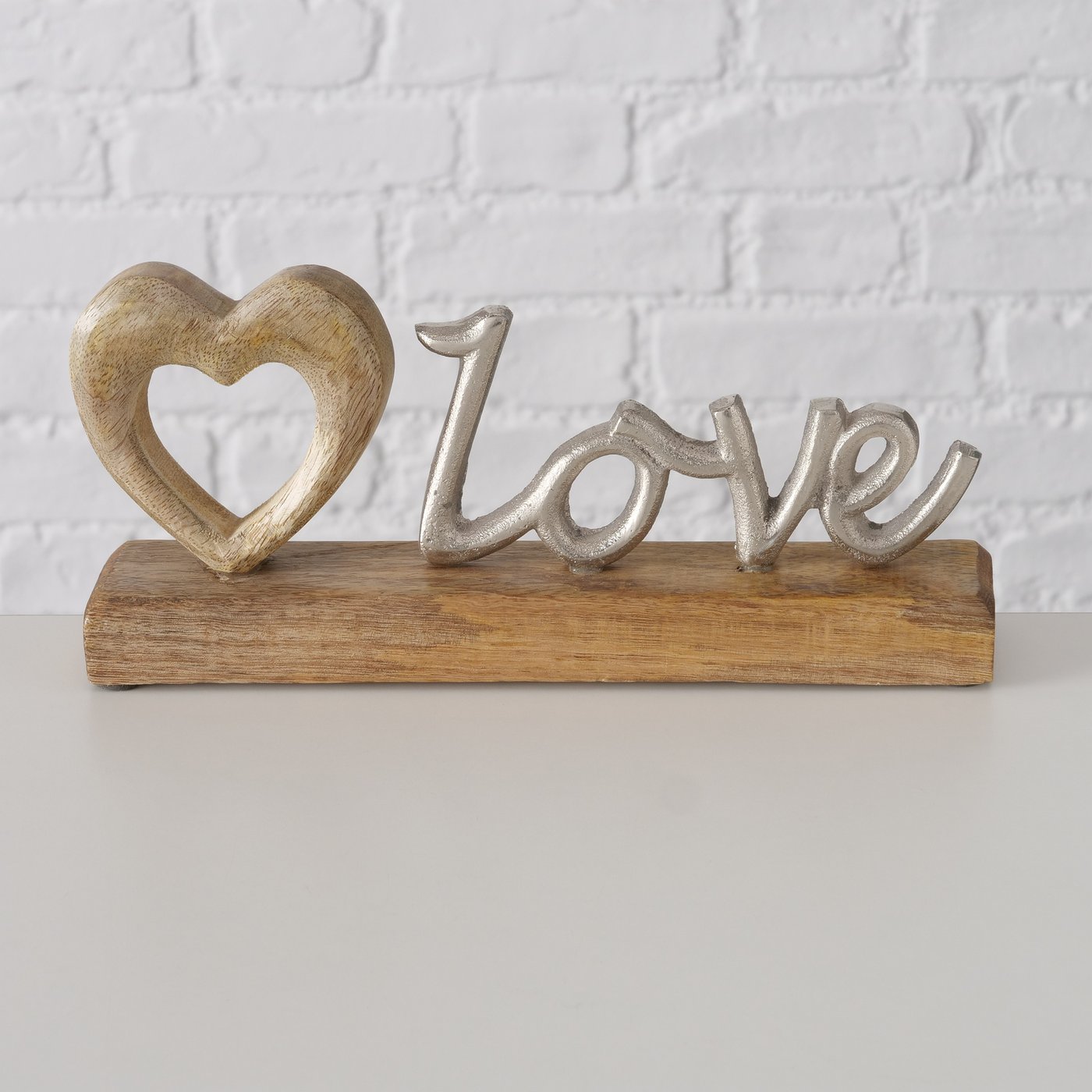 Staander Love , W 6,00 cm, H 11,00 cm, Mangohout - Afbeelding 2