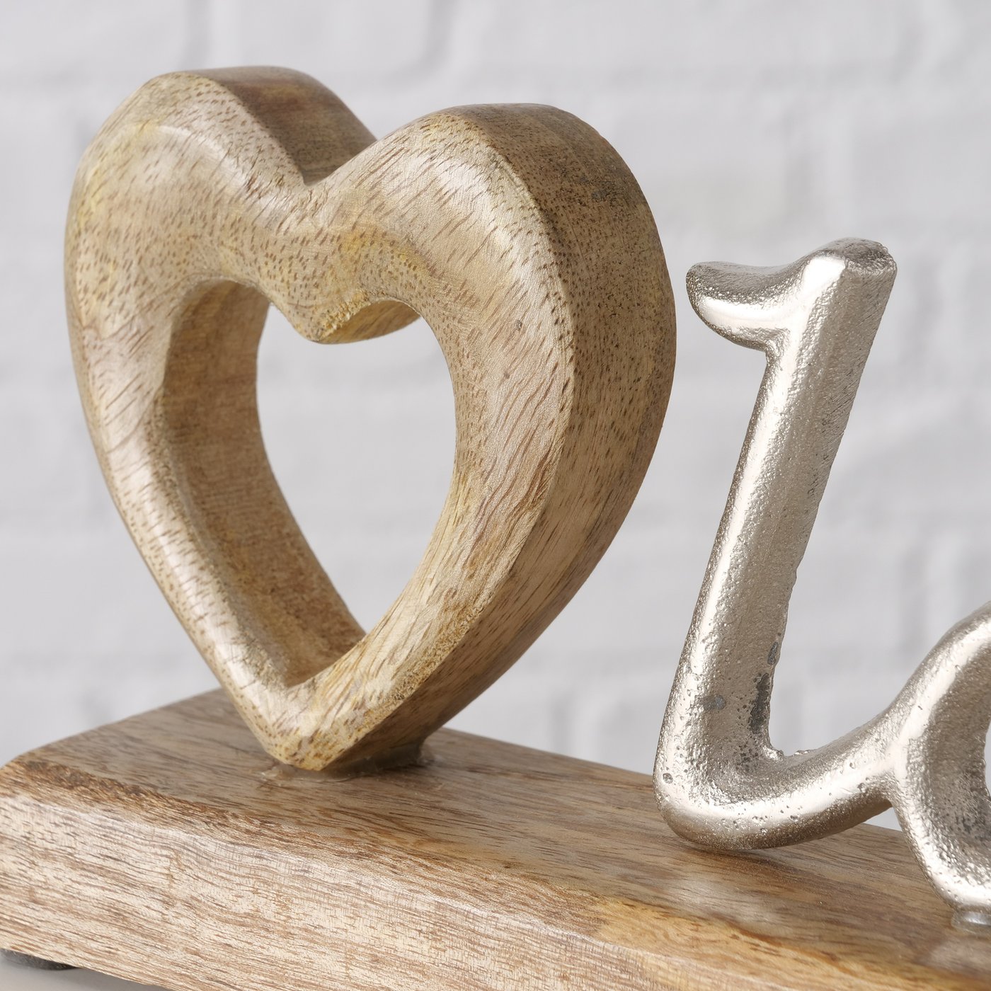 Staander Love , W 6,00 cm, H 11,00 cm, Mangohout - Afbeelding 3