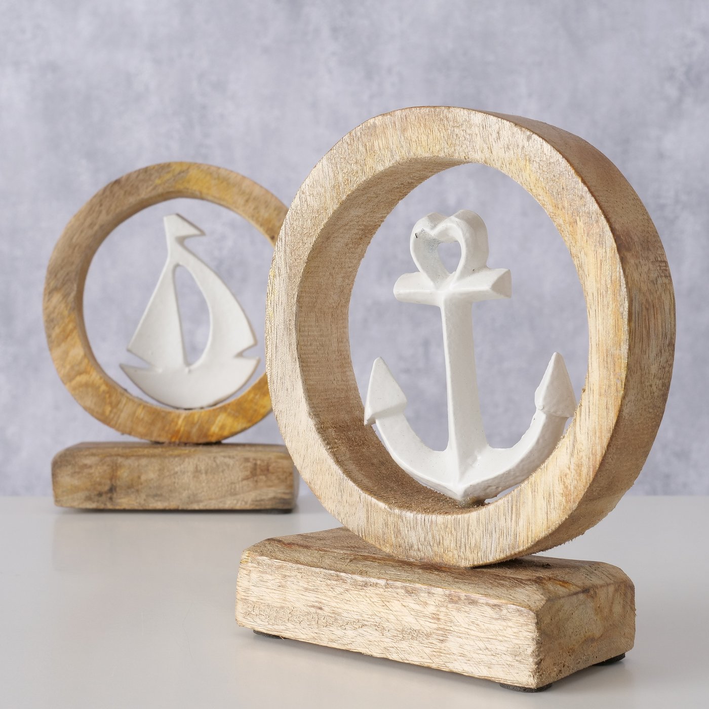 Decoratief object Hellen , 2 ass., Rond, Anker, Boot, H 16,00 cm, Wit