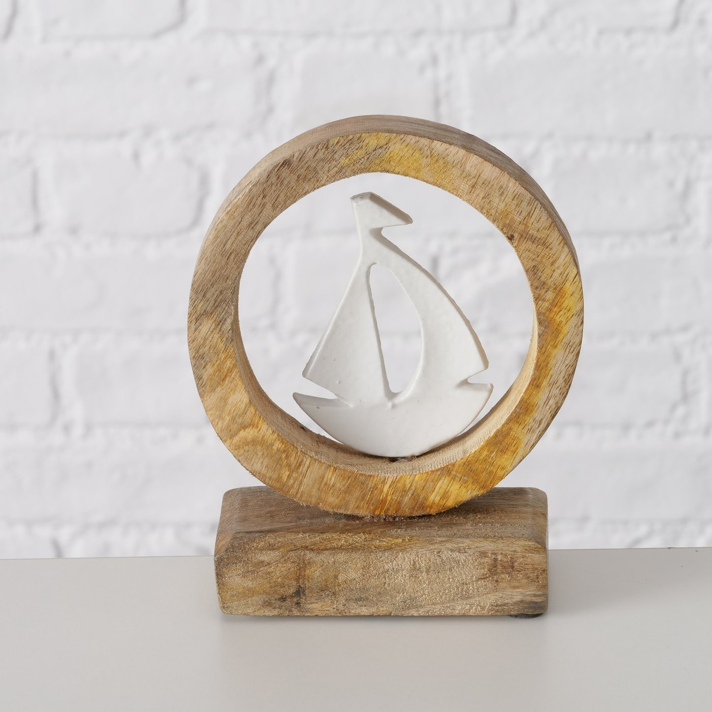 Decoratief object Hellen , 2 ass., Rond, Anker, Boot, H 16,00 cm, Wit - Afbeelding 2
