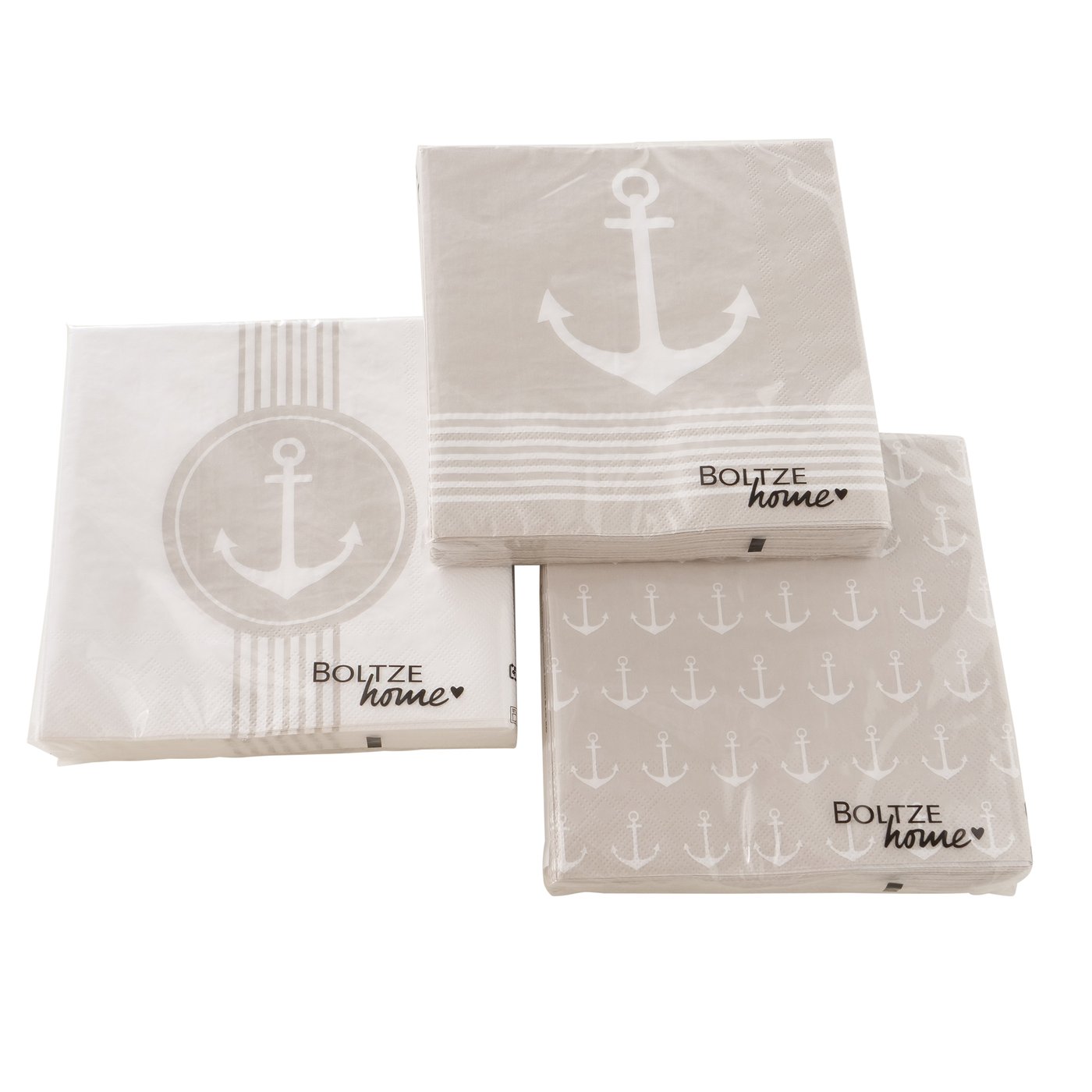 Servetten Föhr, 20 p., 3 ass., Anker, Beige-Wit