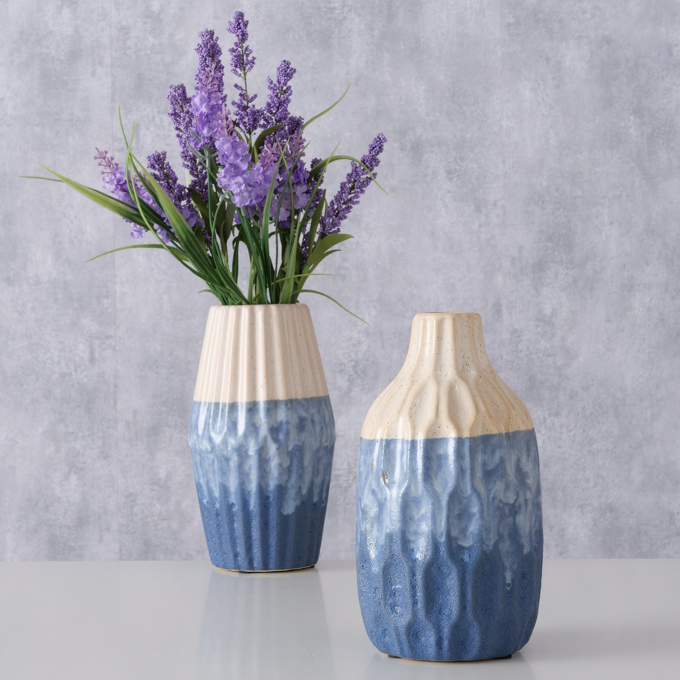 Vaas Inma, 2 ass., H 21 cm, Aardewerk, Blauw