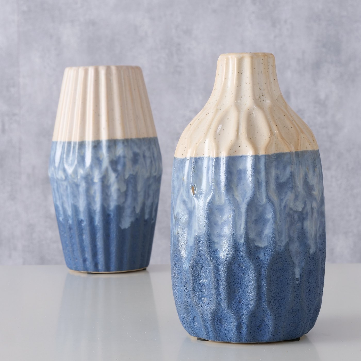 Vaas Inma, 2 ass., H 21 cm, Aardewerk, Blauw - Afbeelding 2