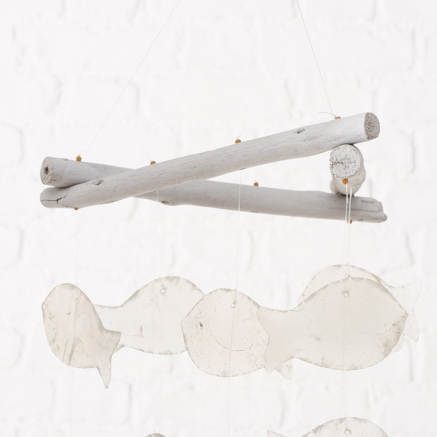 Capiz windgong Dori, Vis, H 60 cm, Drijfhout - Afbeelding 3