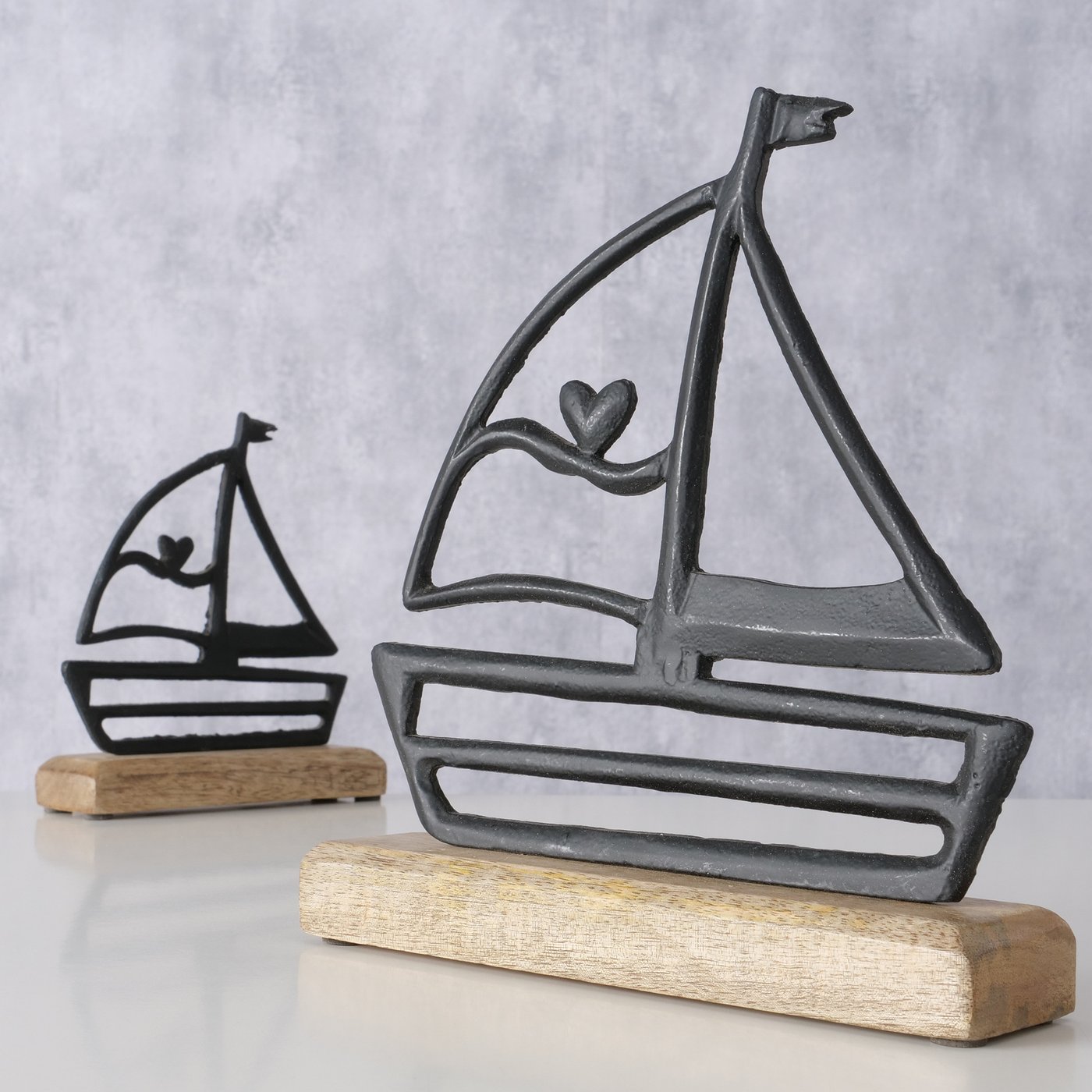 Decoratief object Allison, Boot, H 23,00 cm, Mangohout, Zwart