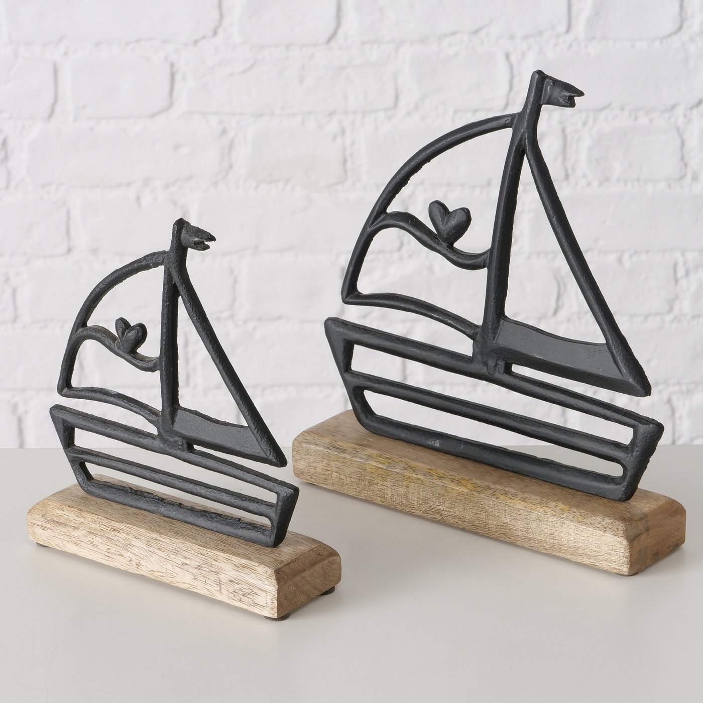 Decoratief object Allison, Boot, H 23,00 cm, Mangohout, Zwart - Afbeelding 2