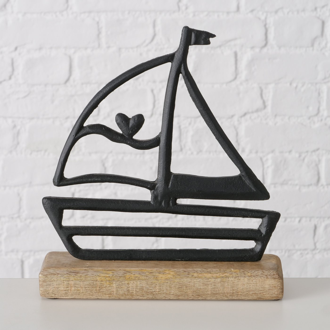 Decoratief object Allison, Boot, H 23,00 cm, Mangohout, Zwart - Afbeelding 3