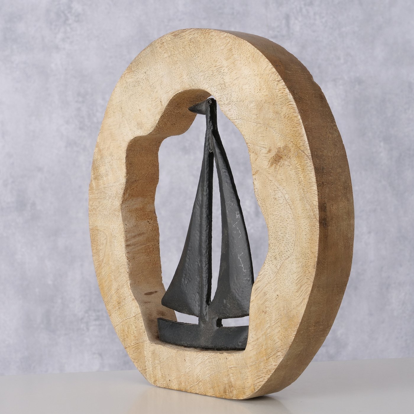 Decoratief object Adagio, Boot, H 21,00 cm, Mangohout, Zwart