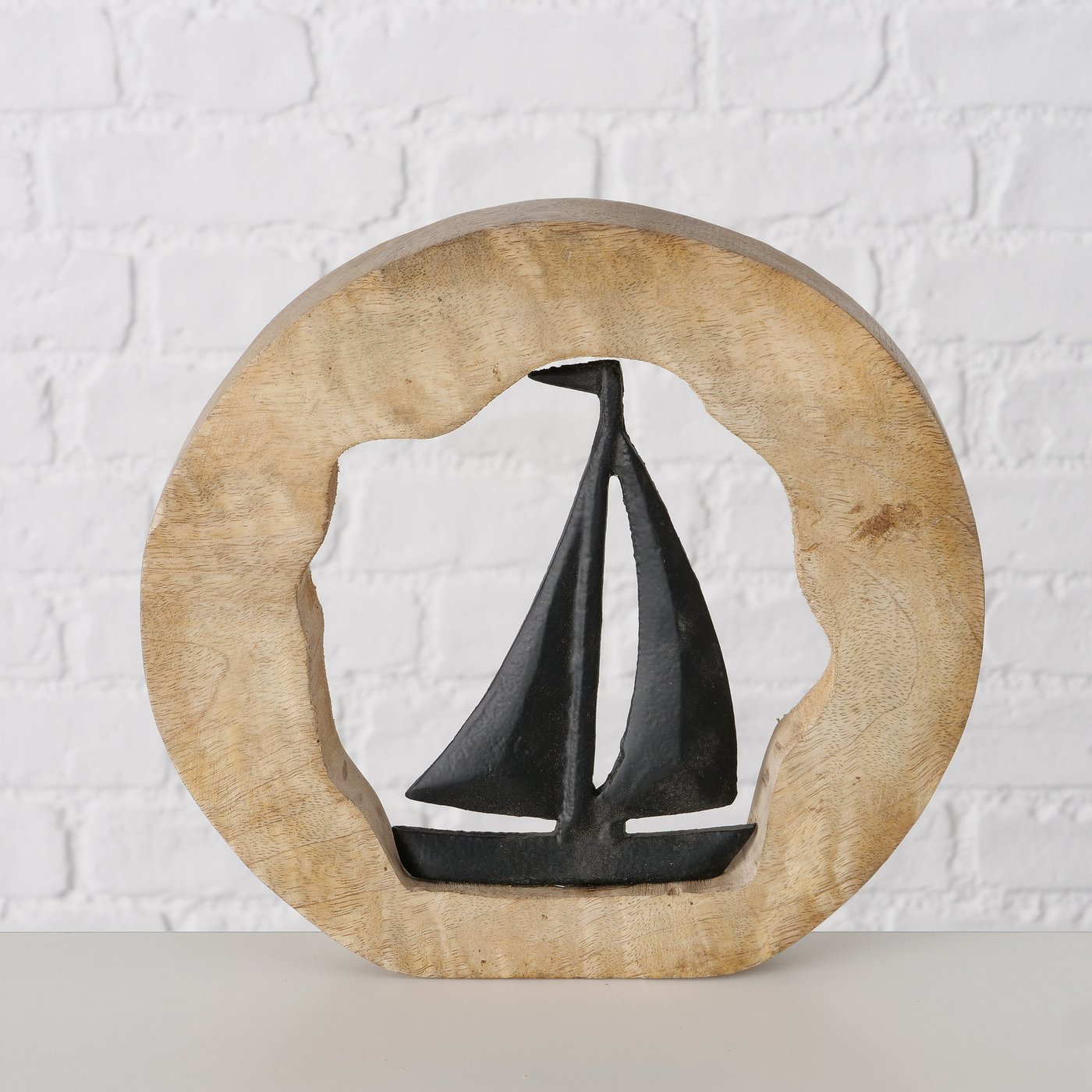 Decoratief object Adagio, Boot, H 21,00 cm, Mangohout, Zwart - Afbeelding 2