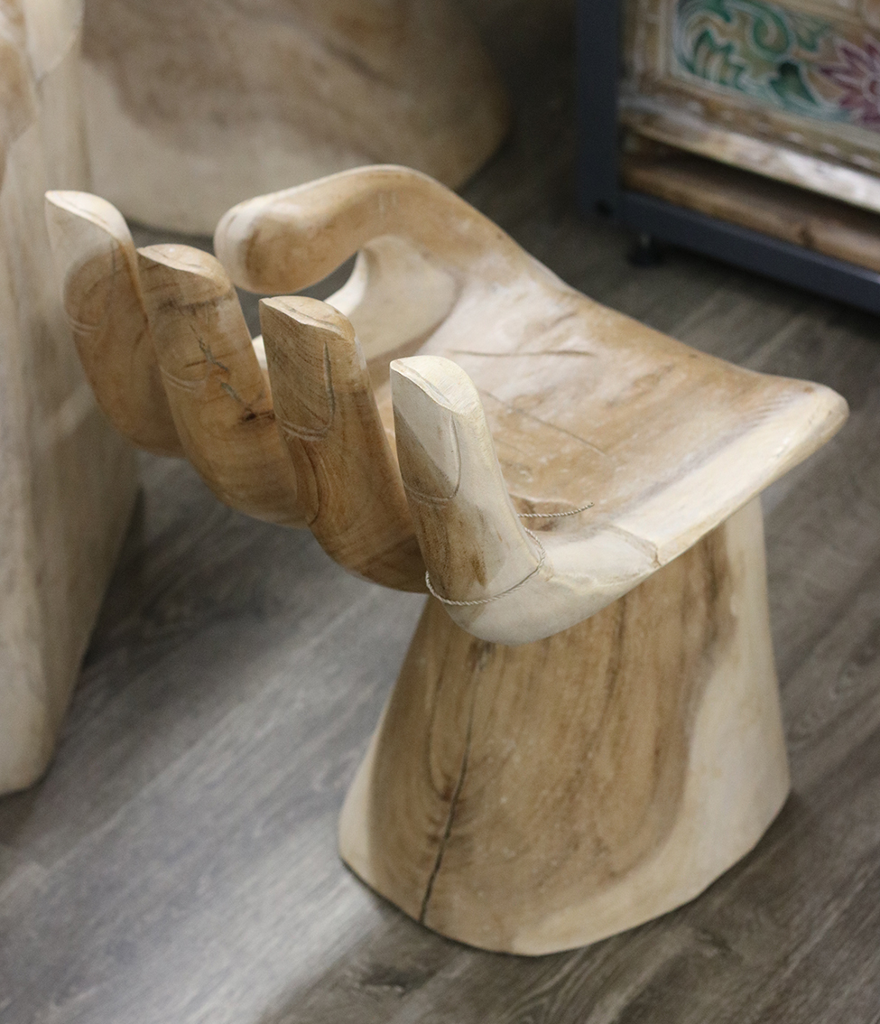 Houten handstoel Indonesisch handwerk- Links - Afbeelding 3