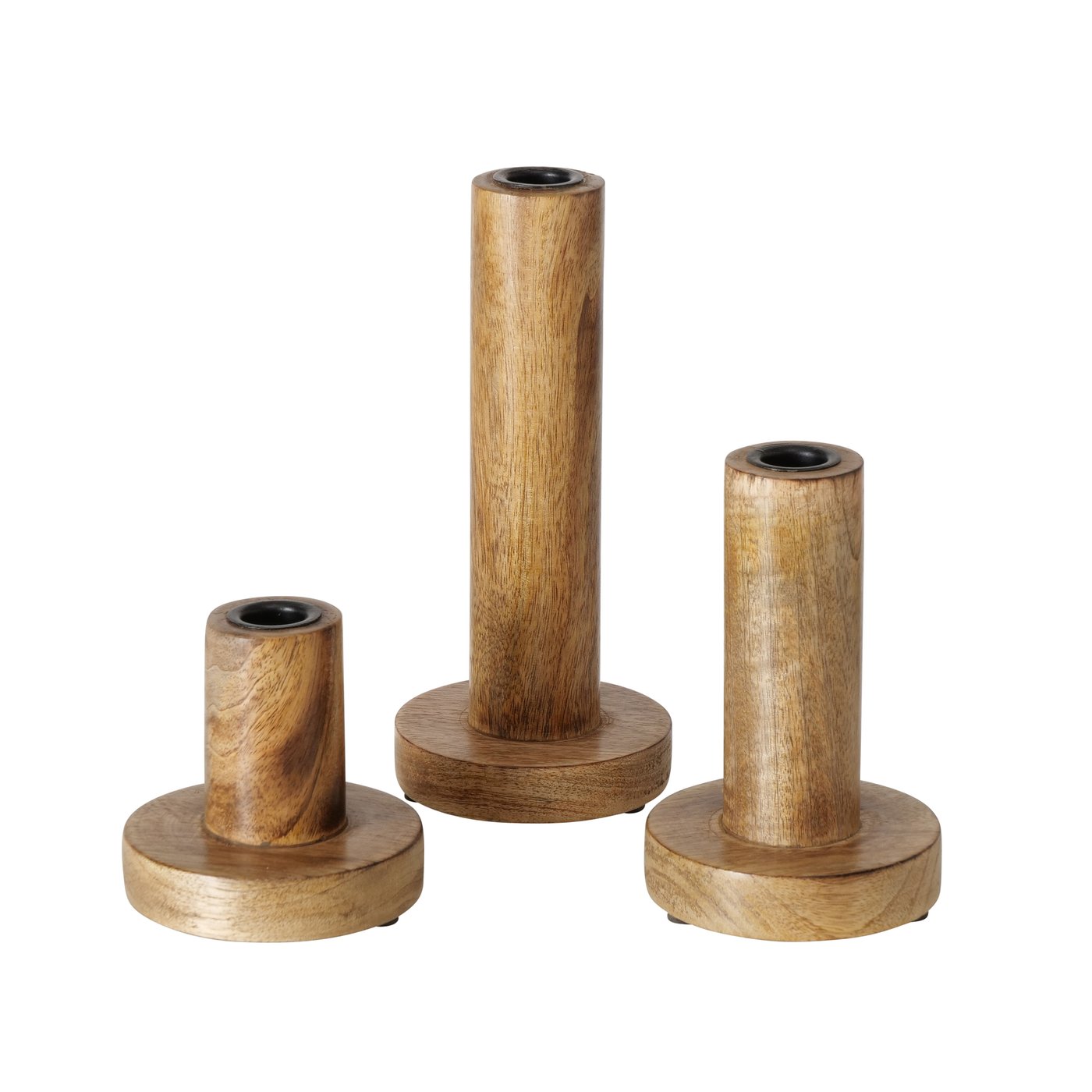 Kaarsenstandaard Pekat, rond, H 22cm, mangohout