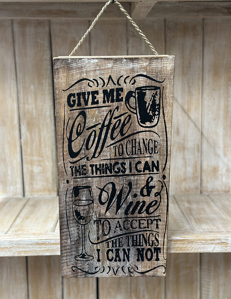 Tekstbord ‘Give me coffee’ 20x40cm