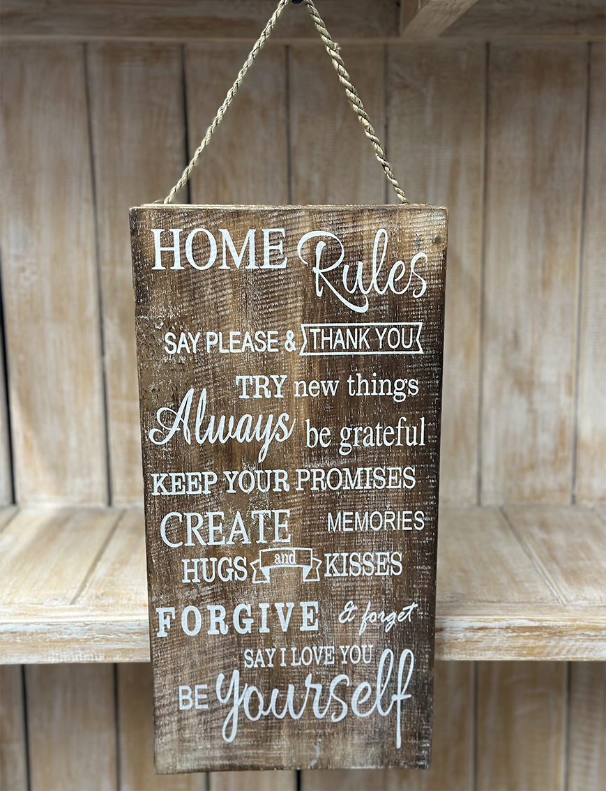 Tekstbord ‘Home Rules’ 20x40cm