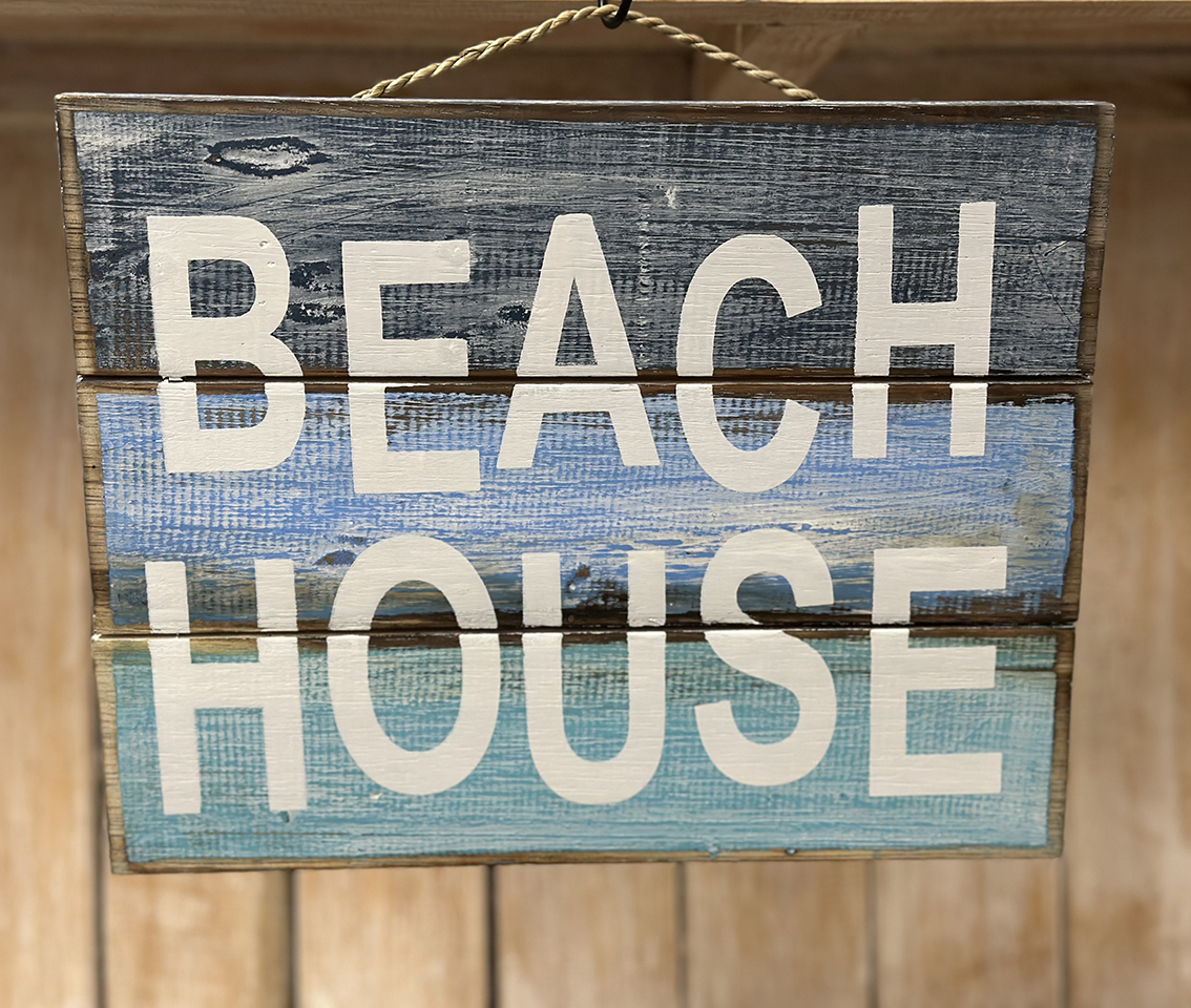 Tekstbord 'Beachhouse'' Blauw