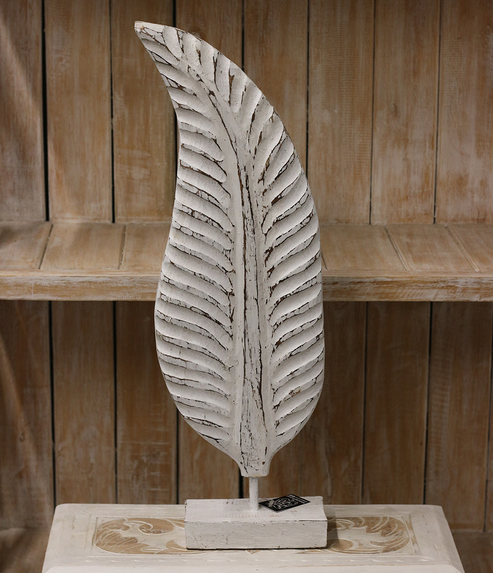 Blad op voetje Wit groot