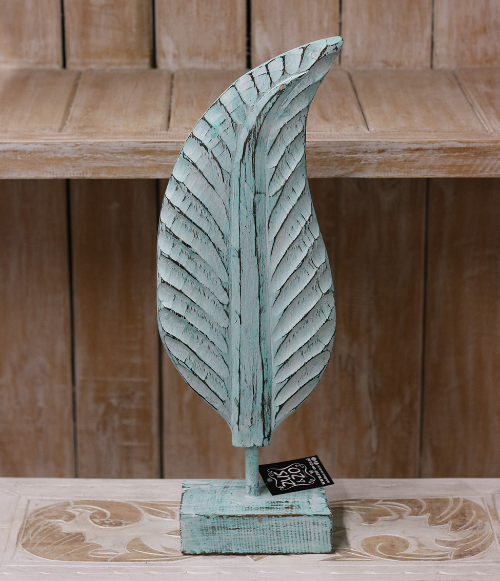 Blad op voetje Turquoise klein