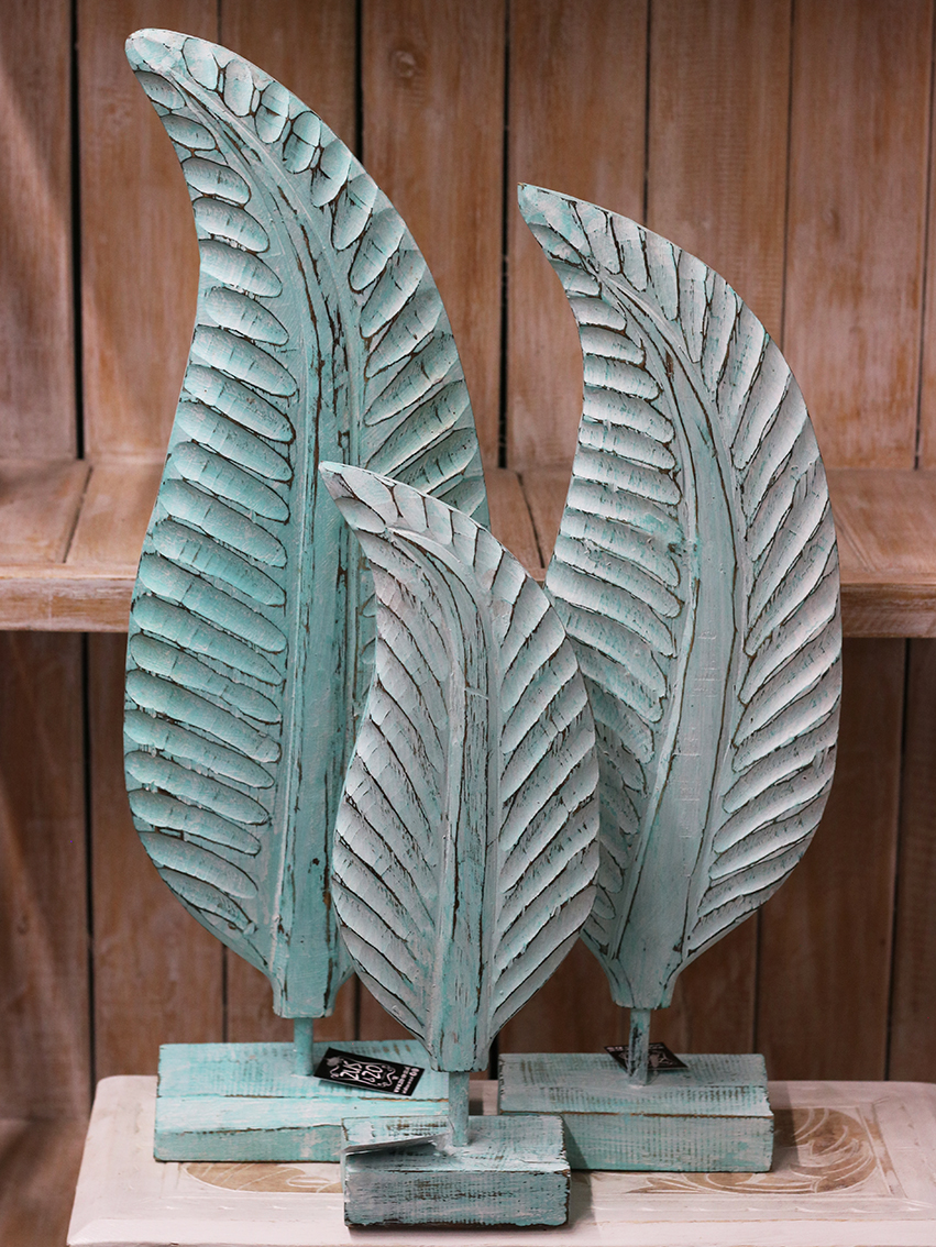 Blad op voetje Turquoise klein - Afbeelding 2
