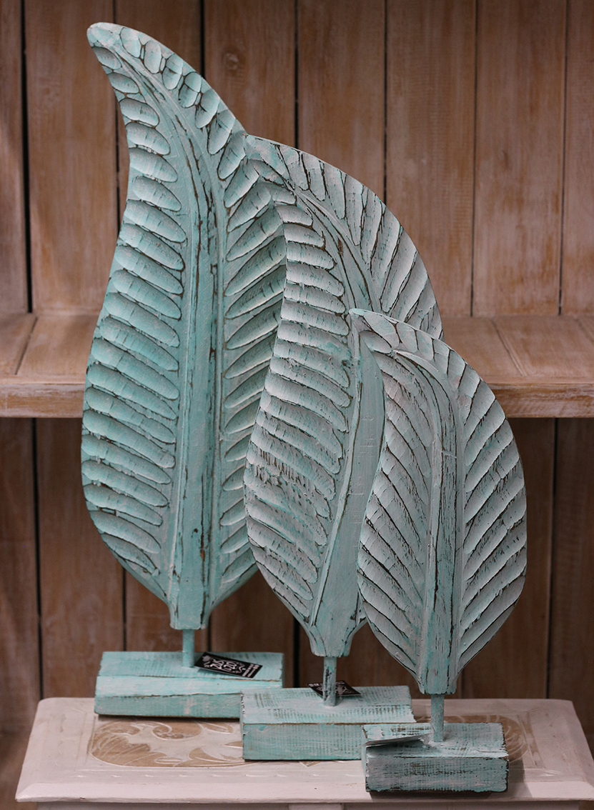 Blad op voetje Turquoise klein - Afbeelding 3