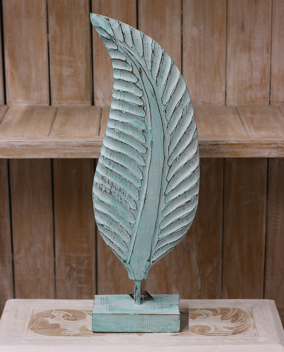 Blad op voetje Turquoise middel