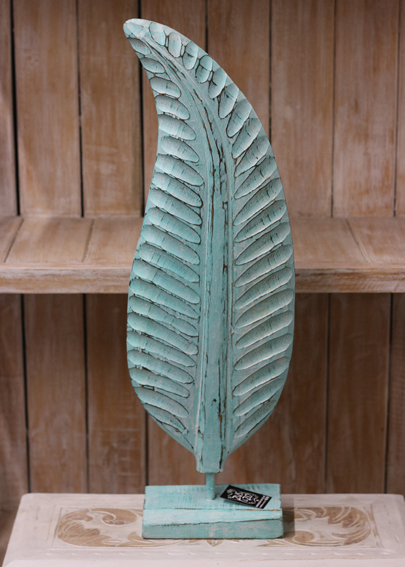 Blad op voetje Turquoise groot