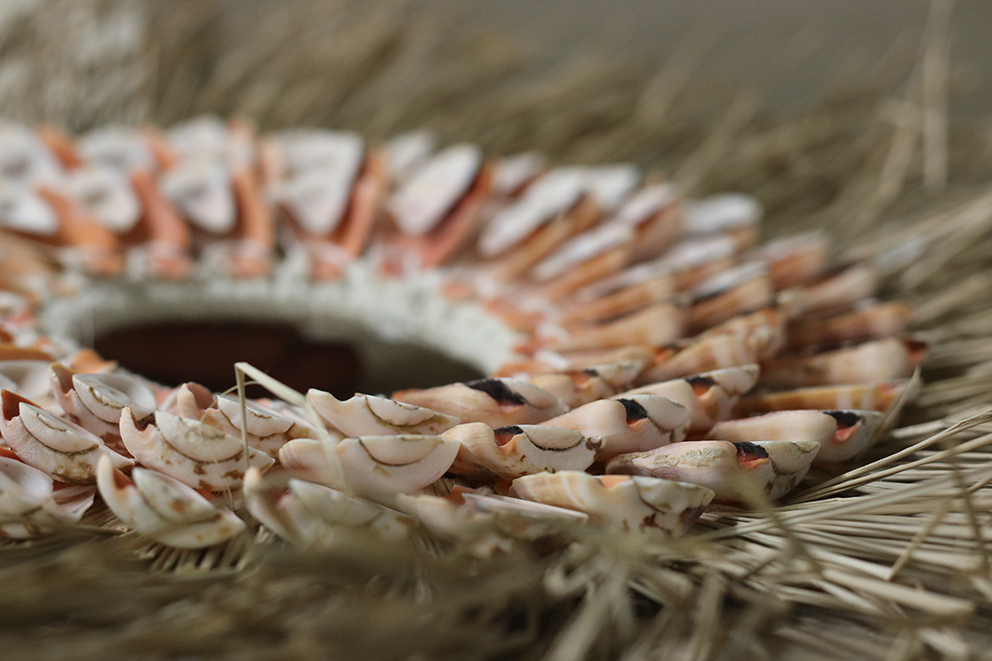 Cirkel van grassen en schelpen naturel diameter ±35cm - Afbeelding 2