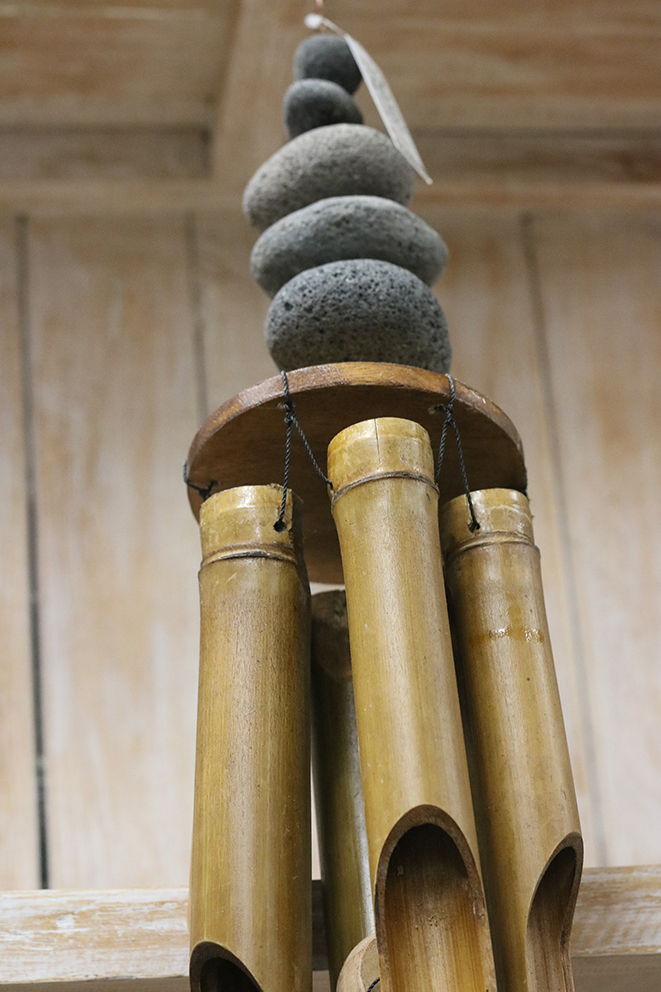 Bamboe windgong met stenen naturel ±40cm - Afbeelding 2