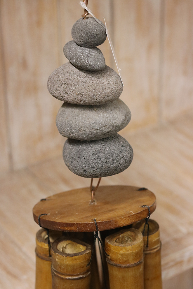 Bamboe windgong met stenen naturel ±40cm - Afbeelding 4