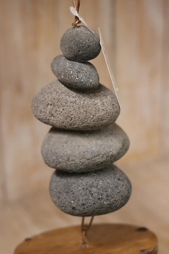 Bamboe windgong met stenen naturel ±40cm - Afbeelding 5