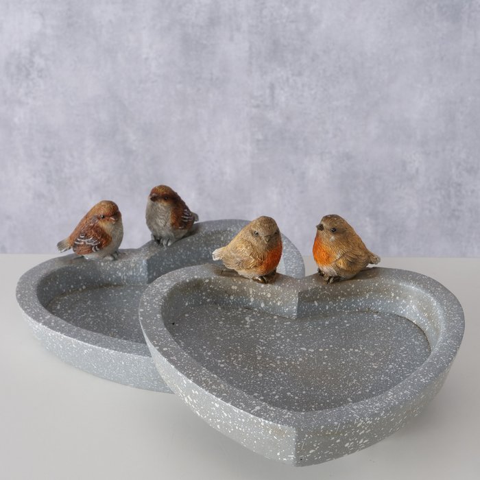 Vogeldrinkbadje Tyana, 2 ass., H 8,5 cm, Polyresin