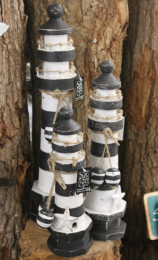 Vuurtoren Hout 30cm Zwart/wit - Afbeelding 2