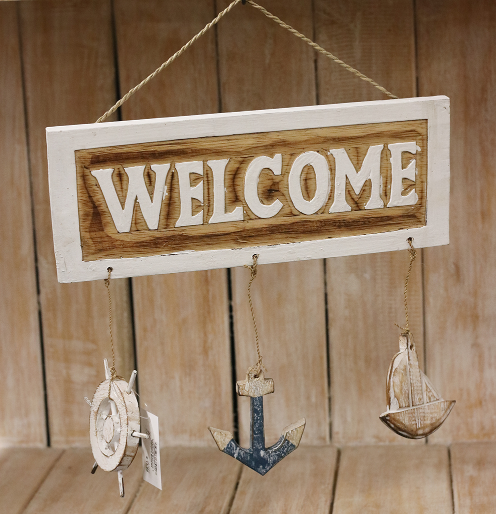 Tekstbord Welcome + Hangers Bruin/wit