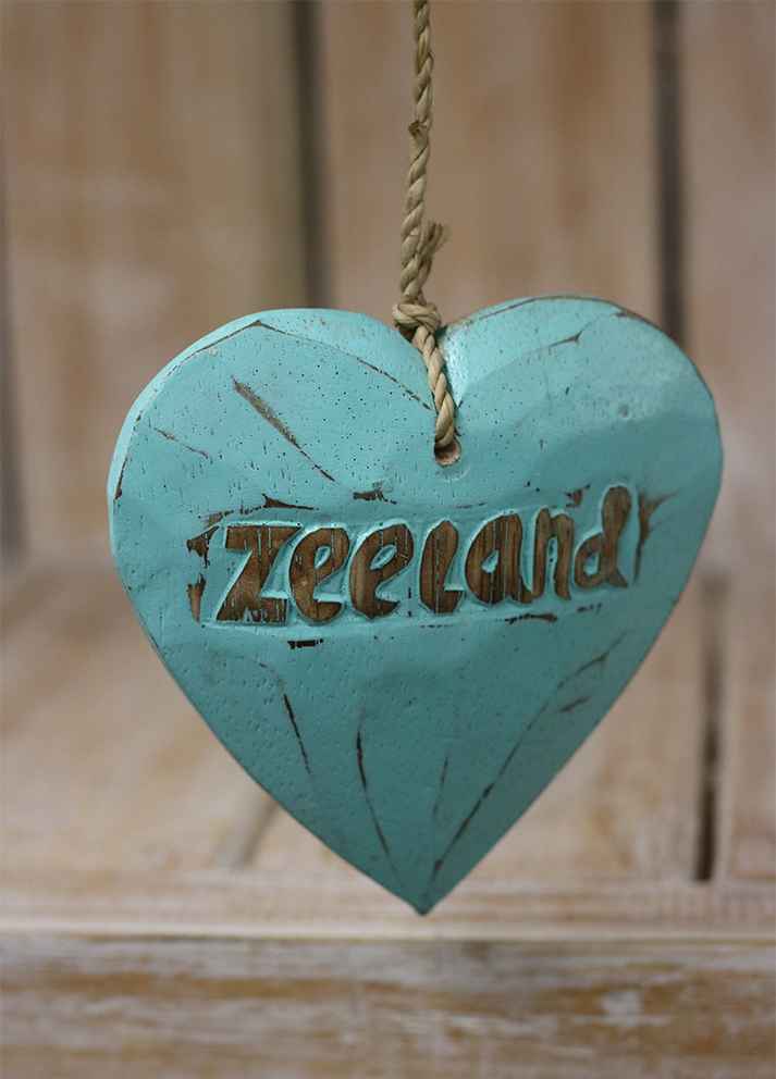 Drijfhouthanger Hart Zeeland 45cm Turqoise - Afbeelding 2