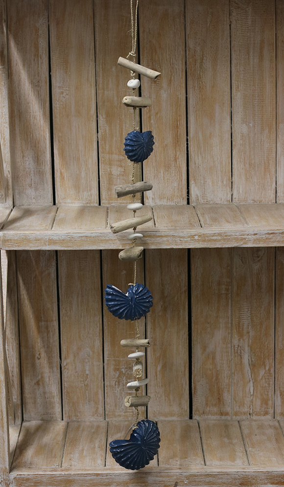 Drijfhout guirlande schelp Donkerblauw
