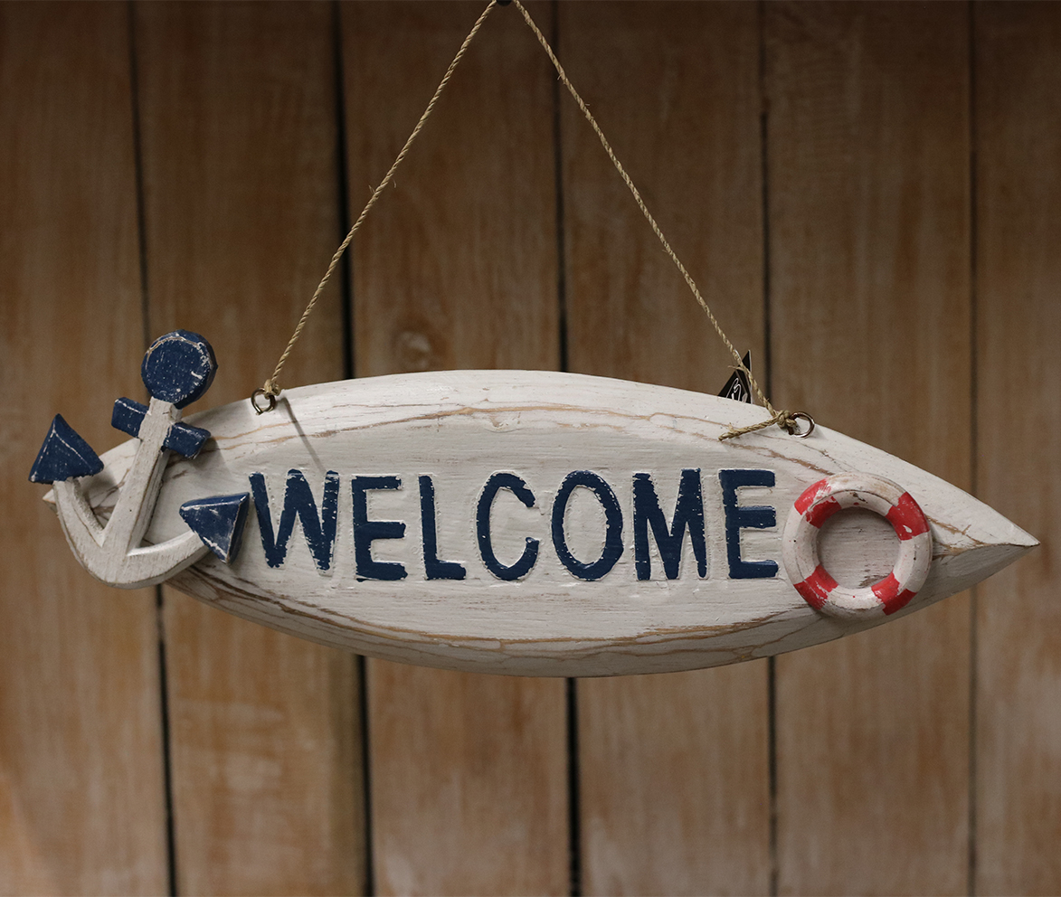 Bordje (surfplank) welcome, anker + boei
